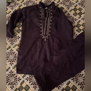 Elegant dark purple Embroidered kids salwar kameez